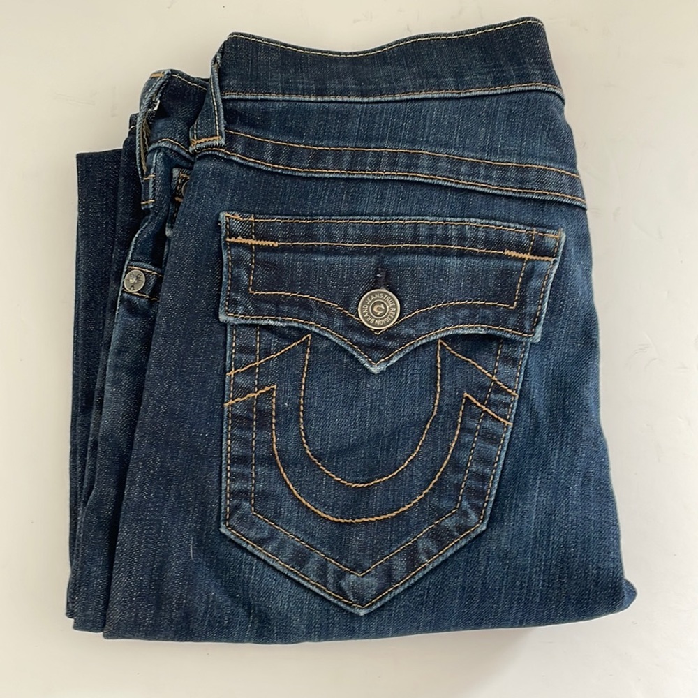 True Religion Mens Ricky  Relaxed Straight Flap Pocket Jeans Size 31